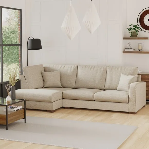 Corner Sofa with Deep Seats - Mushroom, Fabric