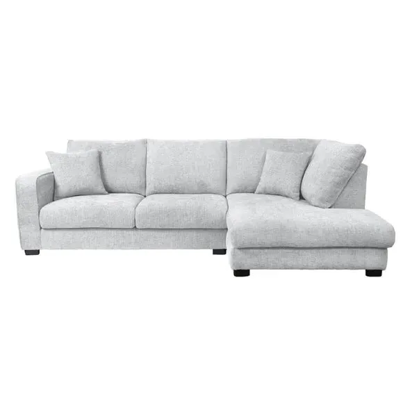 Corner Sofa with Deep Seats - Silver, Chenille