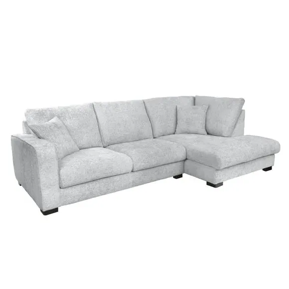 Corner Sofa with Deep Seats - Silver, Chenille