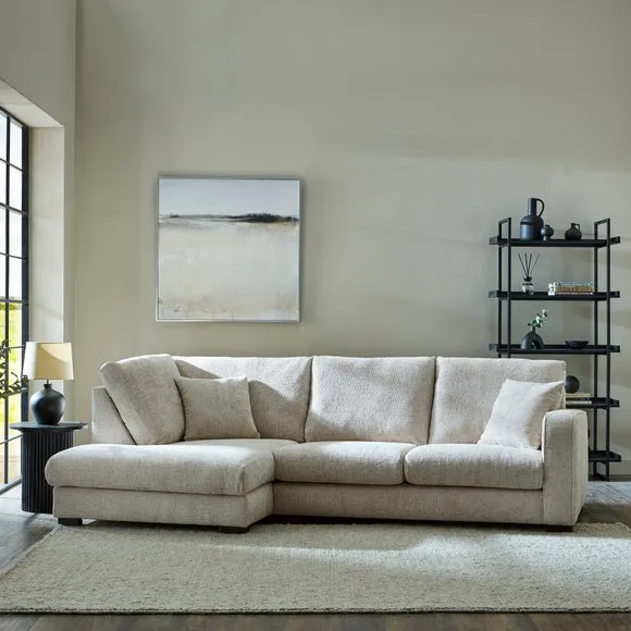 Corner Sofa with Deep Seats - White, Chenille