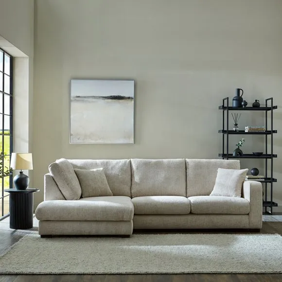 Corner Sofa with Deep Seats - White, Chenille