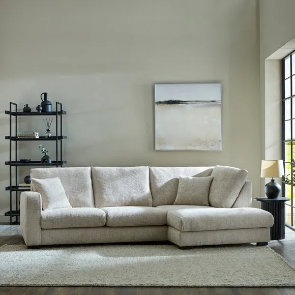 Corner Sofa with Deep Seats - White Sand, Chenille