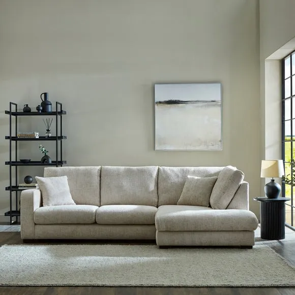 Corner Sofa with Deep Seats - White Sand, Chenille