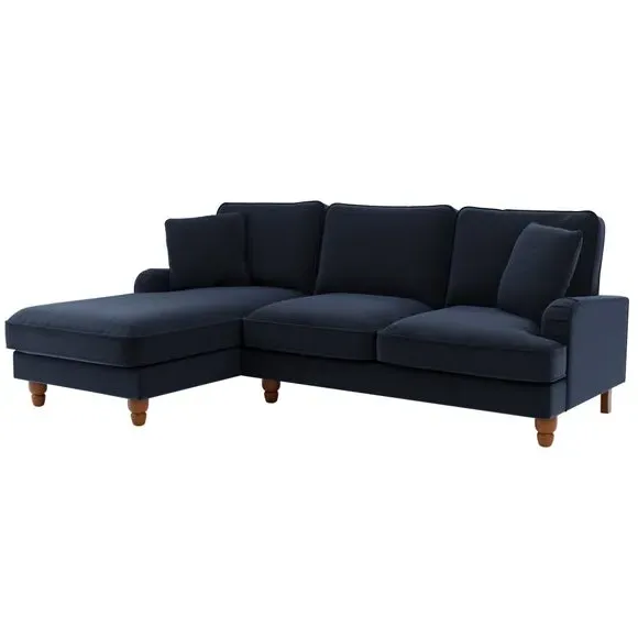Corner Sofa with Scatter Cushions - Navy, Velvet