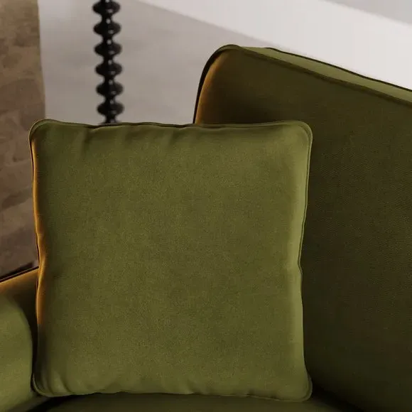 Corner Sofa with Scatter Cushions - Olive, Velvet