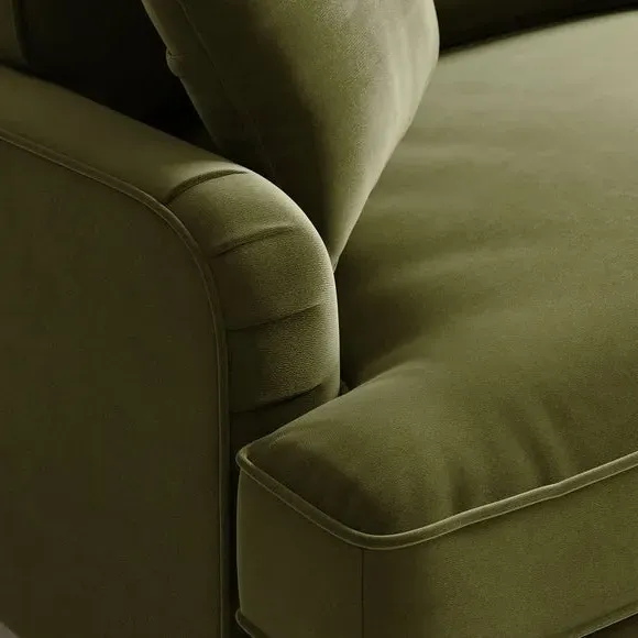 Corner Sofa with Scatter Cushions - Olive, Velvet