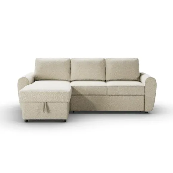 Corner Trundle Sofa Bed - Natural, Boucle