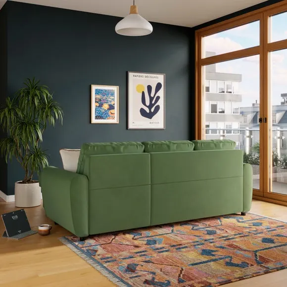 Corner Trundle Sofa Bed with Storage - Sage, Velvet