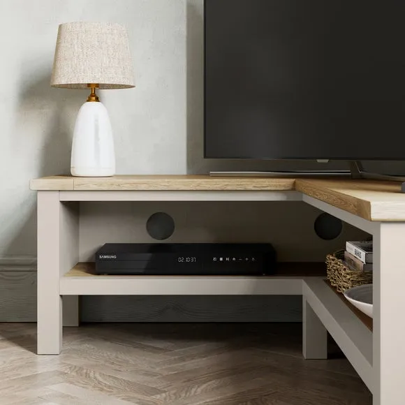 Corner TV Unit Open Shelf Design - Stone