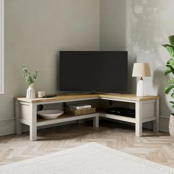 Corner TV Unit Open Shelf Design - Stone image