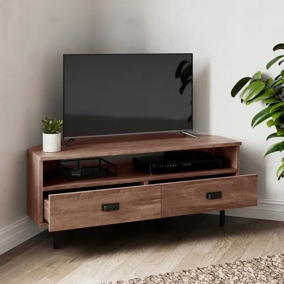 Corner TV Unit with Drawers - Pine Effect
