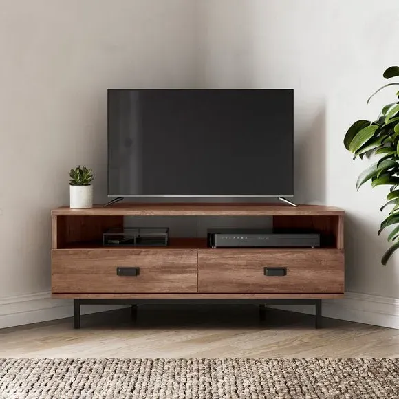 Corner TV Unit with Drawers - Pine Effect image