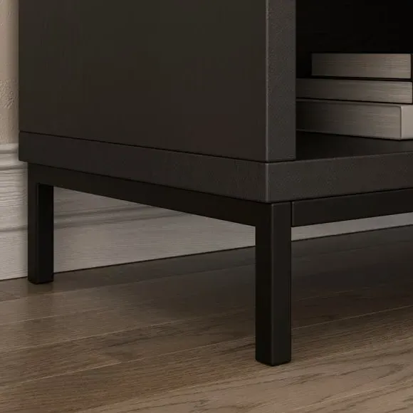 Corner TV Unit with Open Shelf - Black Oak