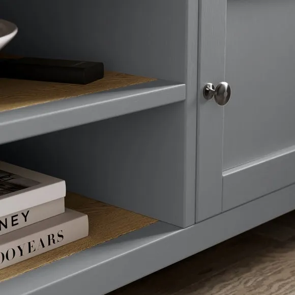 Corner TV Unit with Storage - Grey, Oak Effect