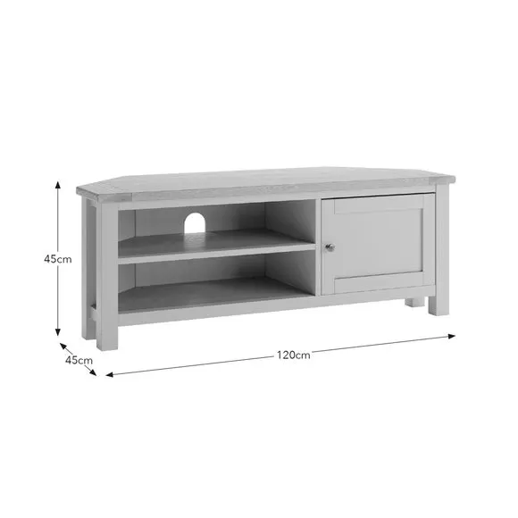 Corner TV Unit with Storage - Grey, Oak Effect