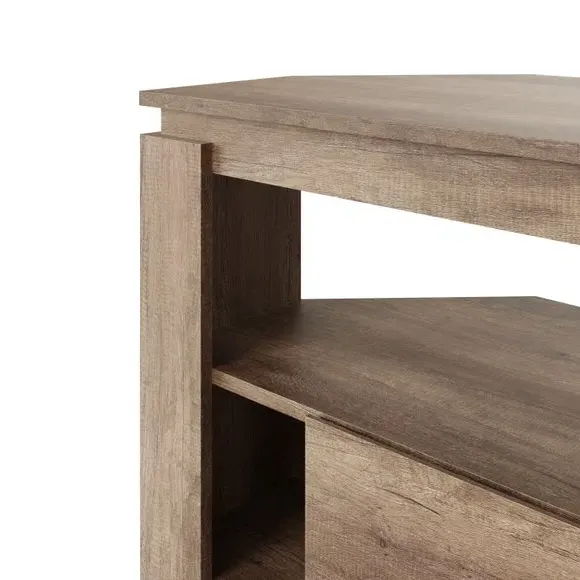 Corner TV Unit with Storage - Light Wood