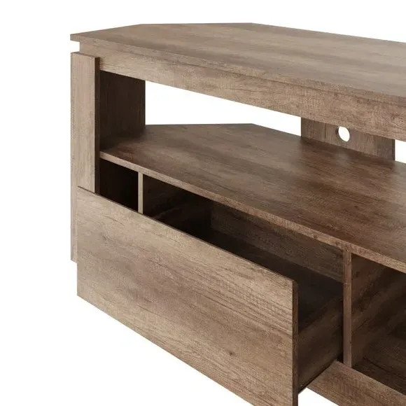 Corner TV Unit with Storage - Light Wood