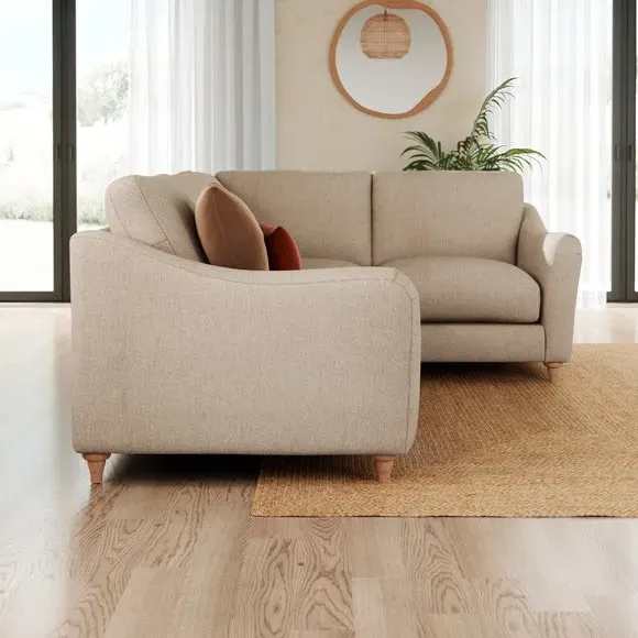 Corner Unit Sofa with Curved Arms - Natural