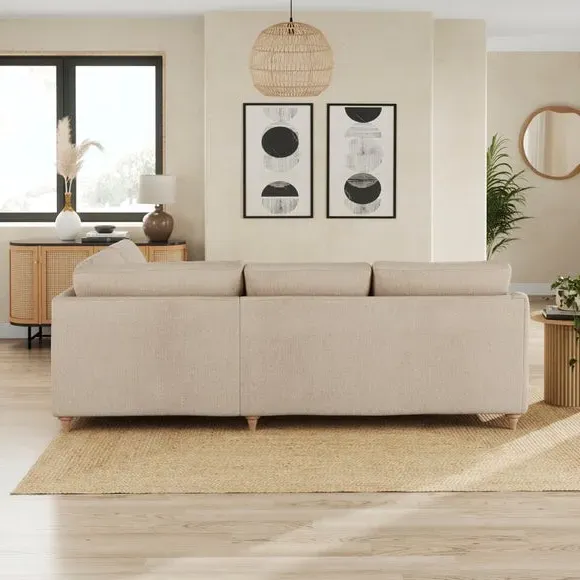 Corner Unit Sofa with Curved Arms - Natural