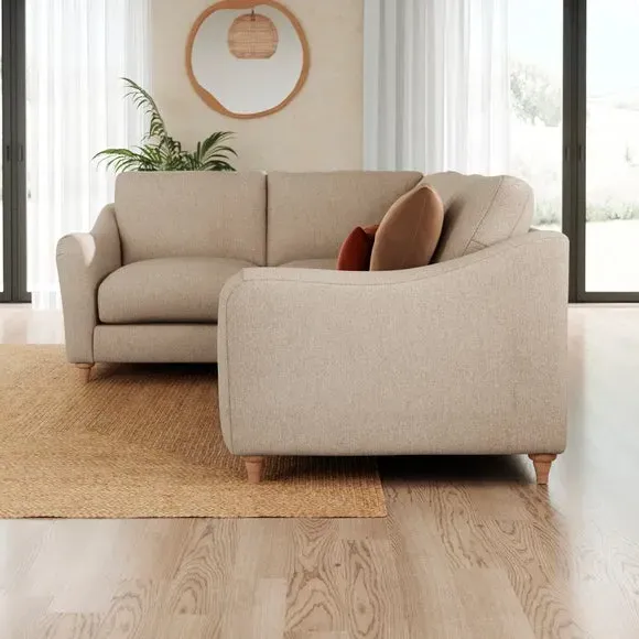 Corner Unit Sofa with Curved Arms - Natural