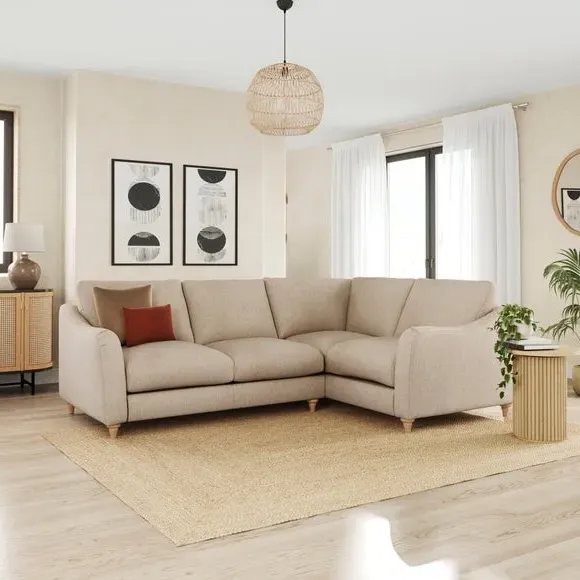 Corner Unit Sofa with Curved Arms - Natural