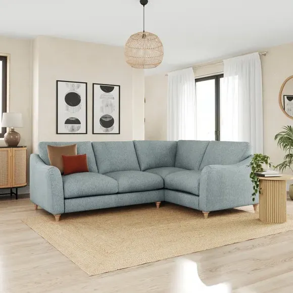 Corner Unit Sofa with Curved Arms - Teal