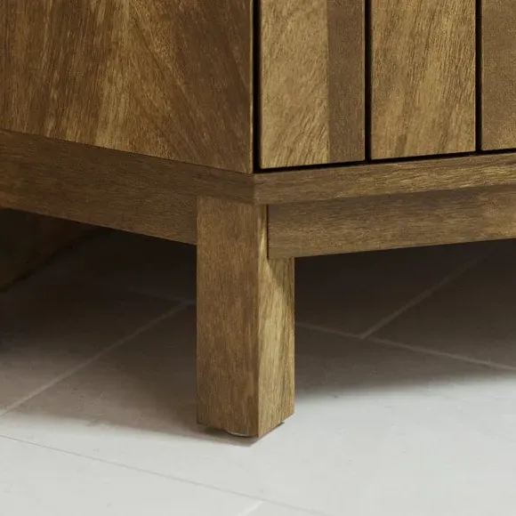 Corner Vanity Unit with Shelf - Mango Wood Effect