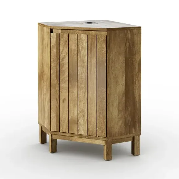 Corner Vanity Unit with Shelf - Mango Wood Effect