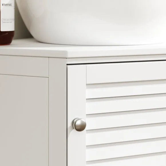 Corner Vanity Unit with Storage - White, MDF