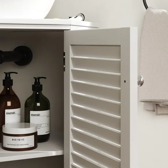 Corner Vanity Unit with Storage - White, MDF