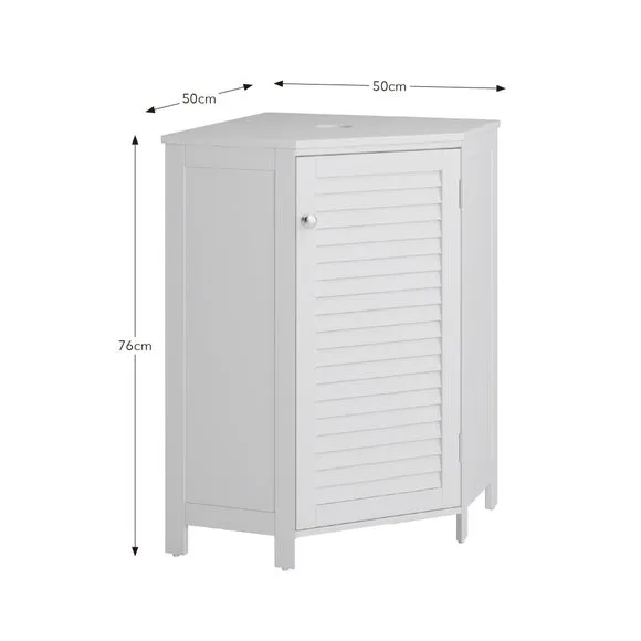 Corner Vanity Unit with Storage - White, MDF