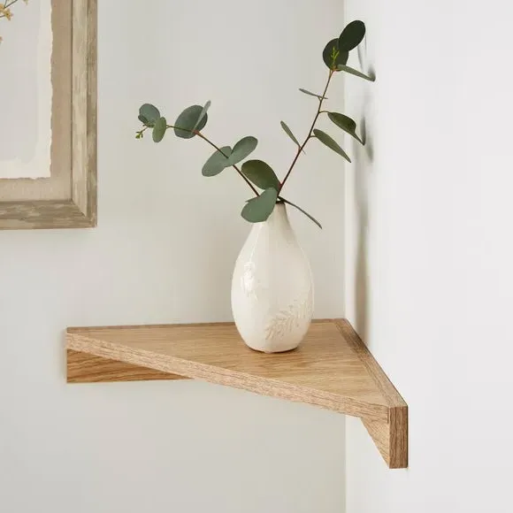 Corner Wall Shelf - Oak Effect, Veneer image