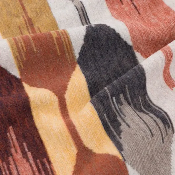 Cotton Blanket with Abstract Print - Multicolor