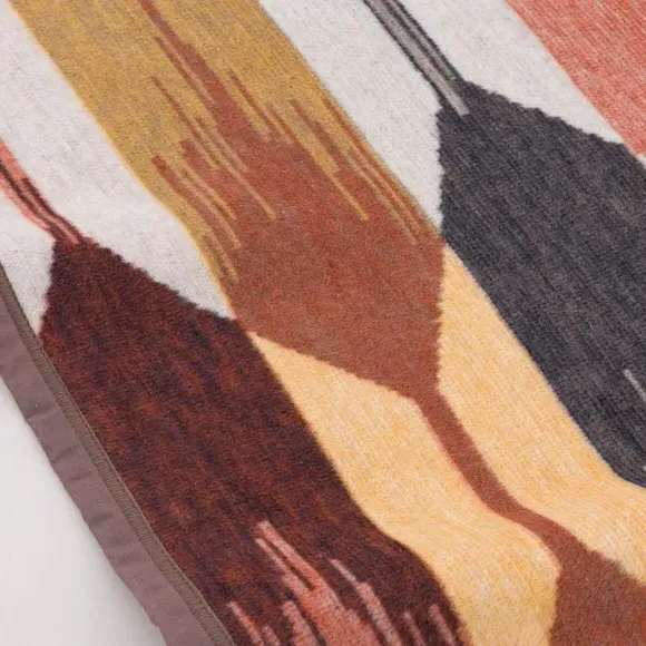 Cotton Blanket with Abstract Print - Multicolor