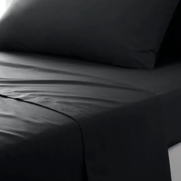 Cotton Flat Sheet 180 Thread Count - Black, Cotton image