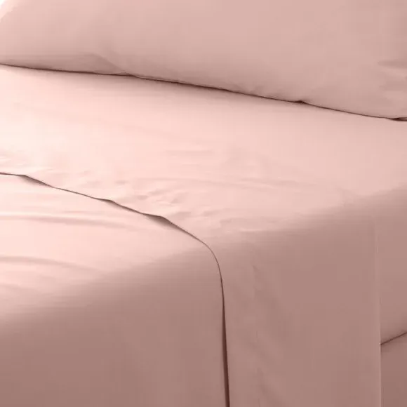 Cotton Flat Sheet 180 Thread Count - Blush, Cotton