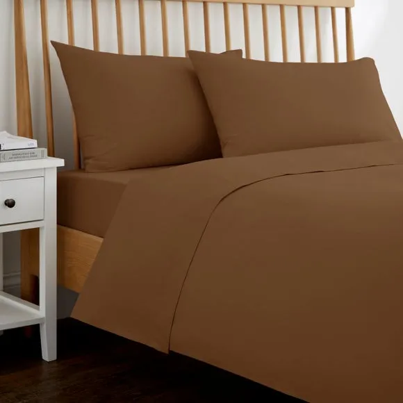 Cotton Flat Sheet 180 Thread Count - Caramel, Cotton