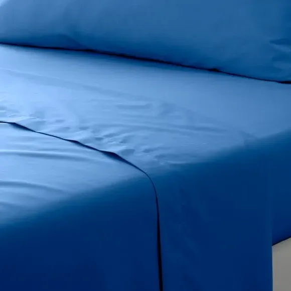 Cotton Flat Sheet 180 Thread Count - Classic Blue, Cotton