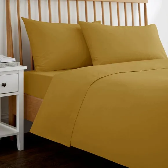 Cotton Flat Sheet 180 Thread Count - Mustard, Cotton