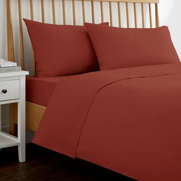 Cotton Flat Sheet 180 Thread Count - Orange Umber, Cotton