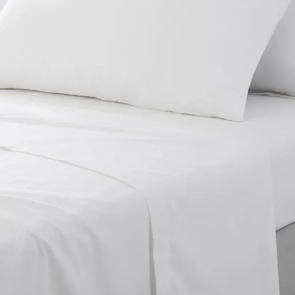 Cotton Flat Sheet 180 Thread Count - White, Cotton