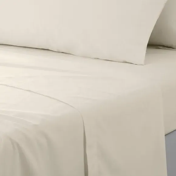 Cotton Flat Sheet 180 Thread Count - White Sand, Cotton