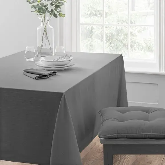 Cotton Tablecloth with Slub Texture - Charcoal