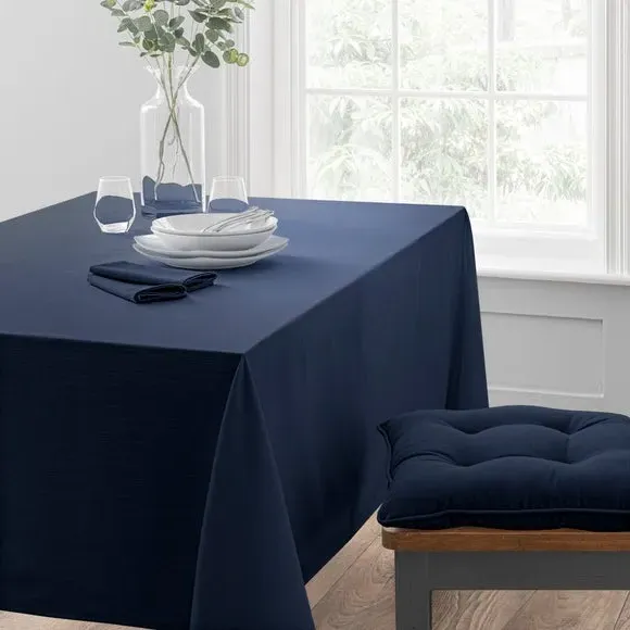 Cotton Tablecloth with Slub Texture - Navy
