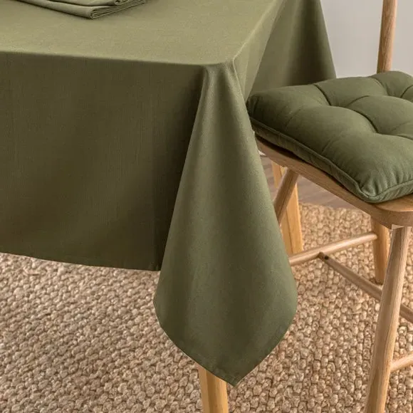 Cotton Tablecloth with Slub Texture - Olive