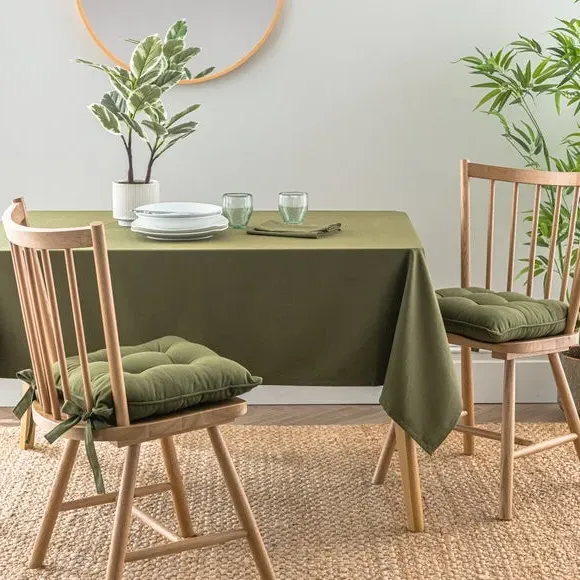 Cotton Tablecloth with Slub Texture - Olive