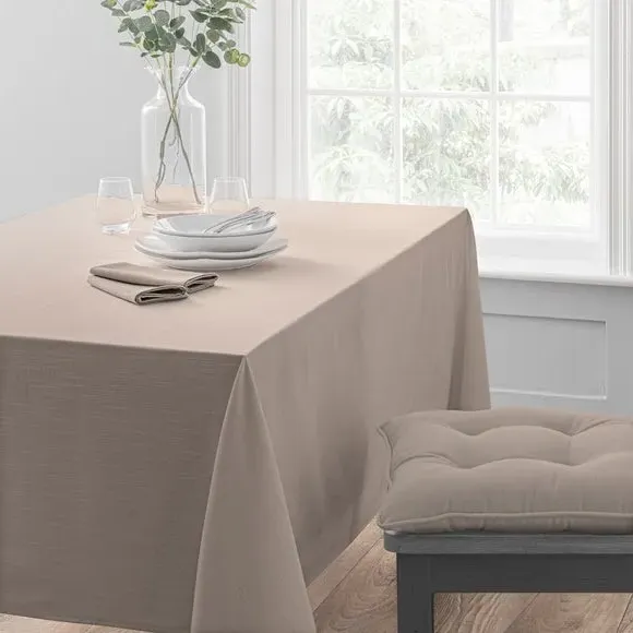 Cotton Tablecloth with Slub Texture - Pebble