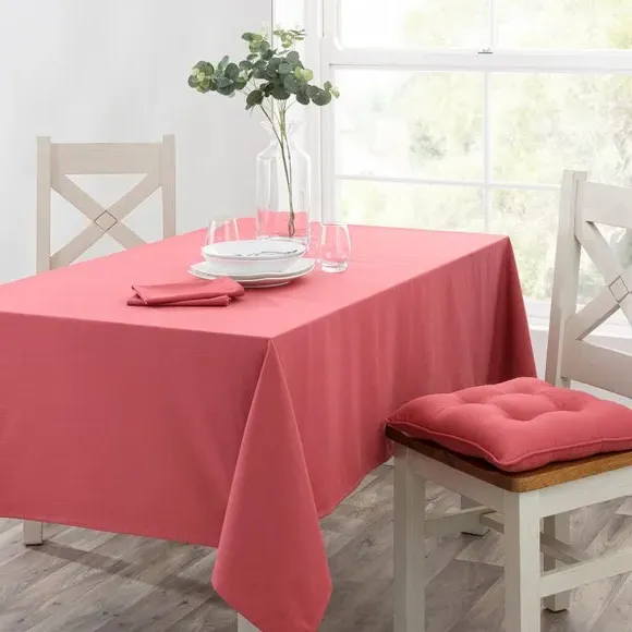 Cotton Tablecloth with Slub Texture - Rhubarb