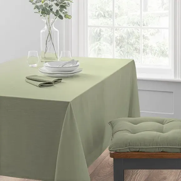 Cotton Tablecloth with Slub Texture - Sage