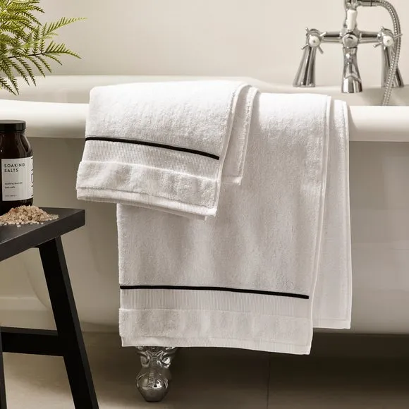 Cotton Towel with Contrast Stitch - White image